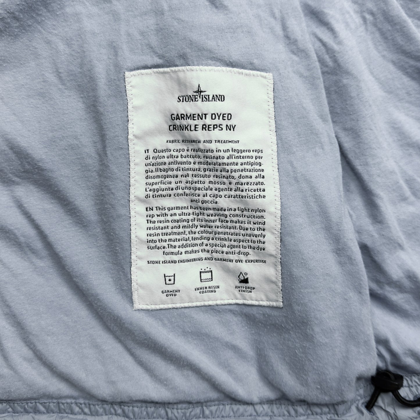 S/S 19 Stone Island Crinkle Reps NY Jacket - Blue