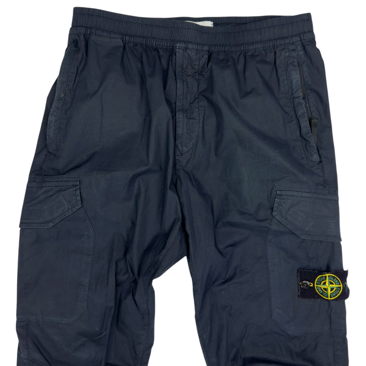 S/S 20 Stone Island Stretch Cotton Cuffed Cargo Trousers - Navy