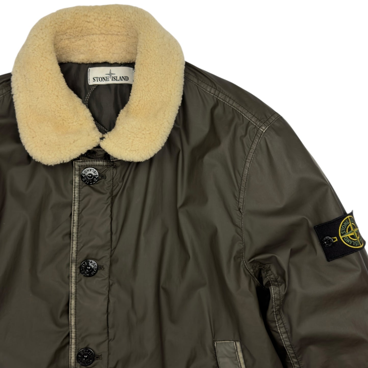 A/W 15 Stone Island Mussola Gommata Shearling Collar Flight Jacket - Brown