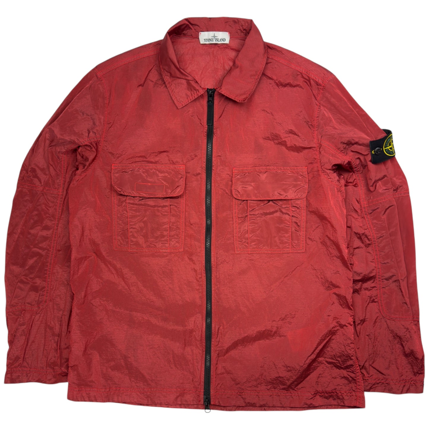 S/S 19 Stone Island Nylon Metal Ripstop Overshirt - Red