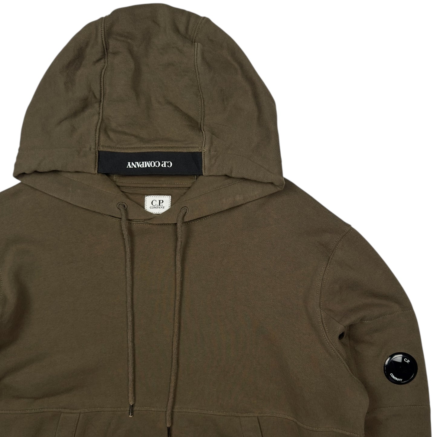 C.P. Company Diagonal Fleece Lens Hoodie - Khaki