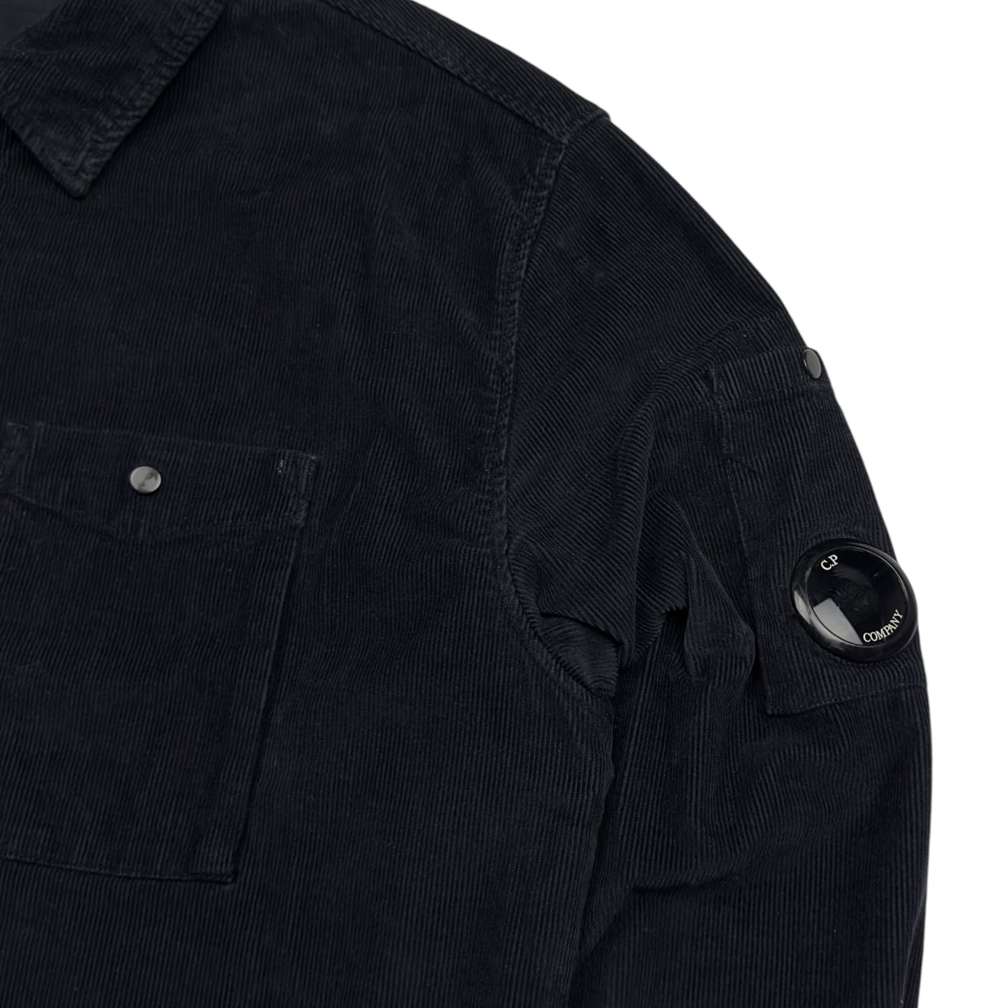 C.P. Company Corduroy Quarter Zip Overshirt - Black