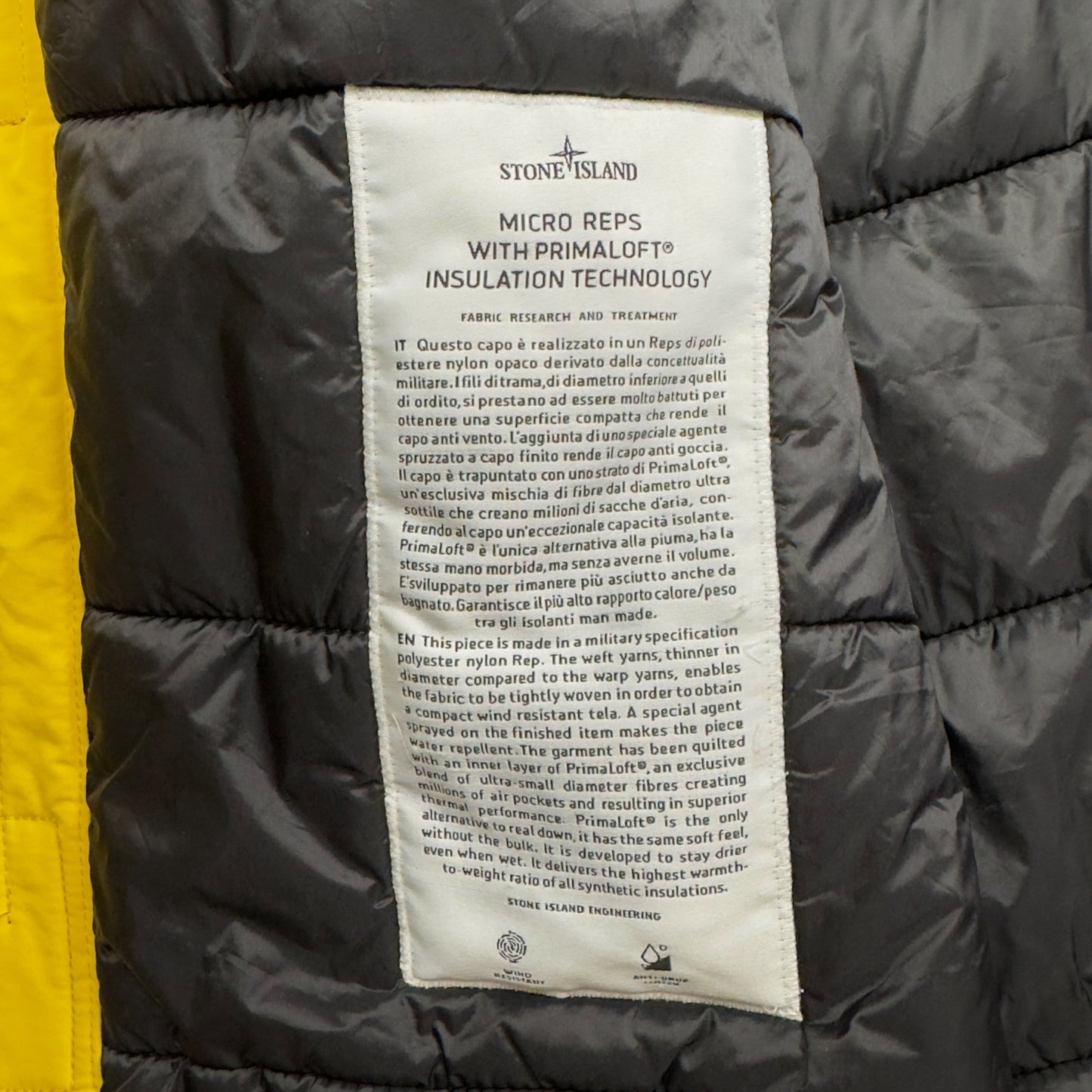 A/W 18 Stone Island Micro Reps with Primaloft Jacket - Yellow