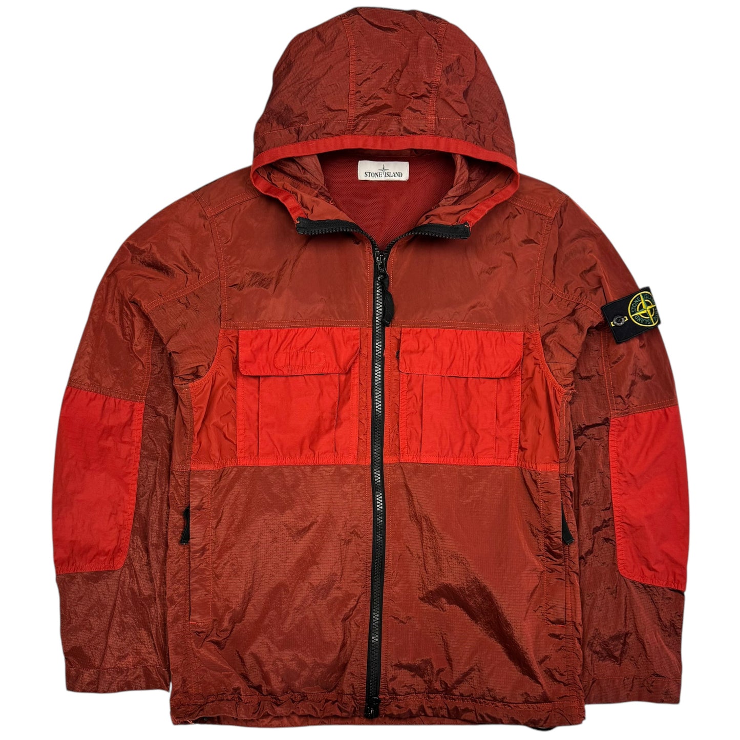 S/S 19 Stone Island Nylon Metal Watro Ripstop Windbreaker Jacket - Red