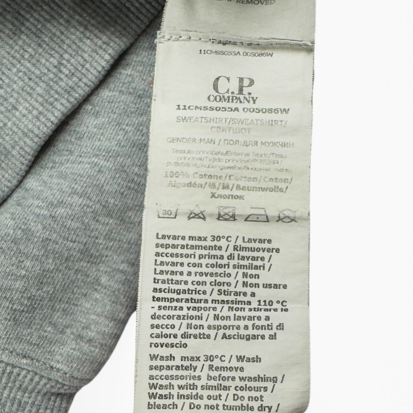 C.P. Company Diagonal Raised Fleece Crewneck Sweater - Grey