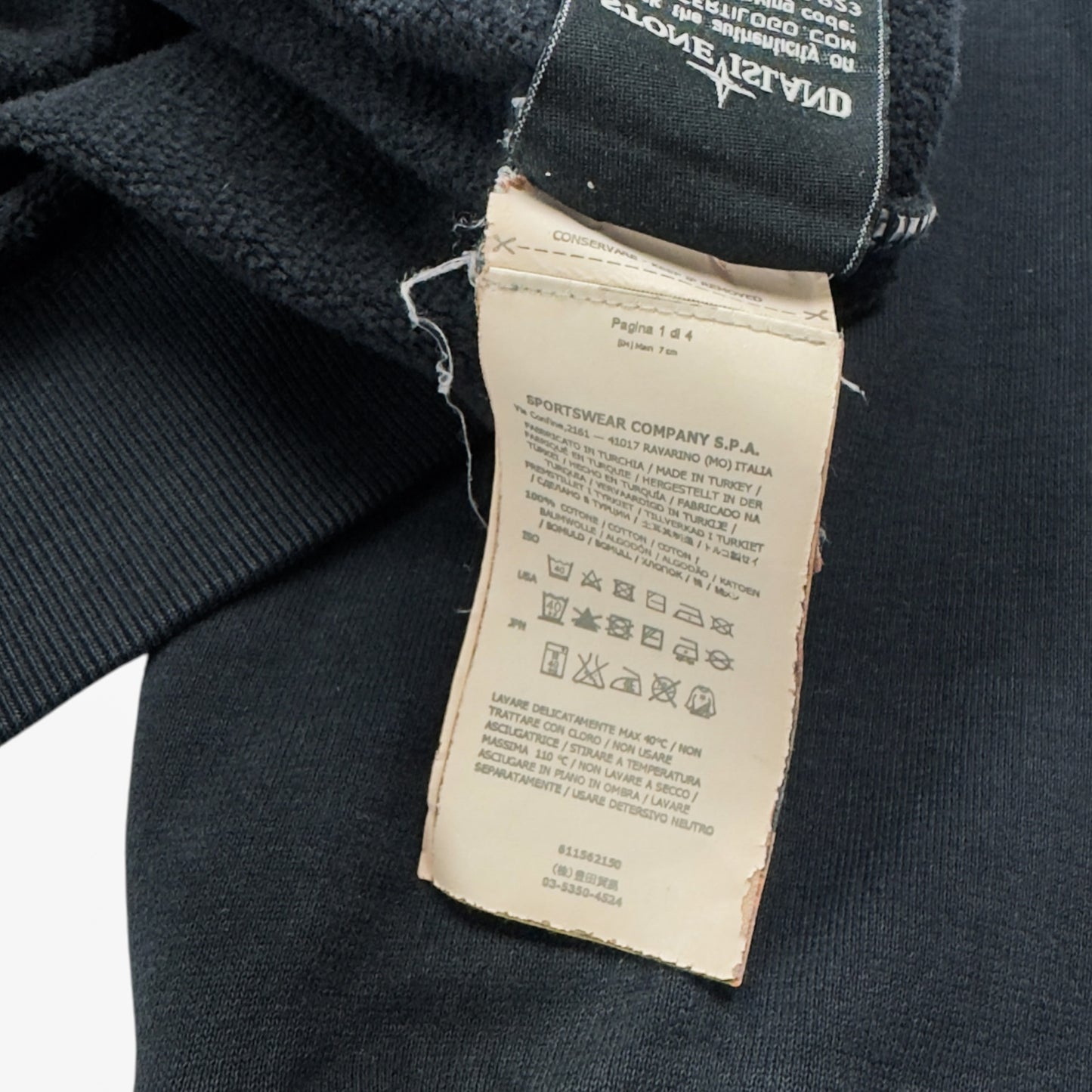 A/W 14 Stone Island Patch Full Zip Hoodie - Navy