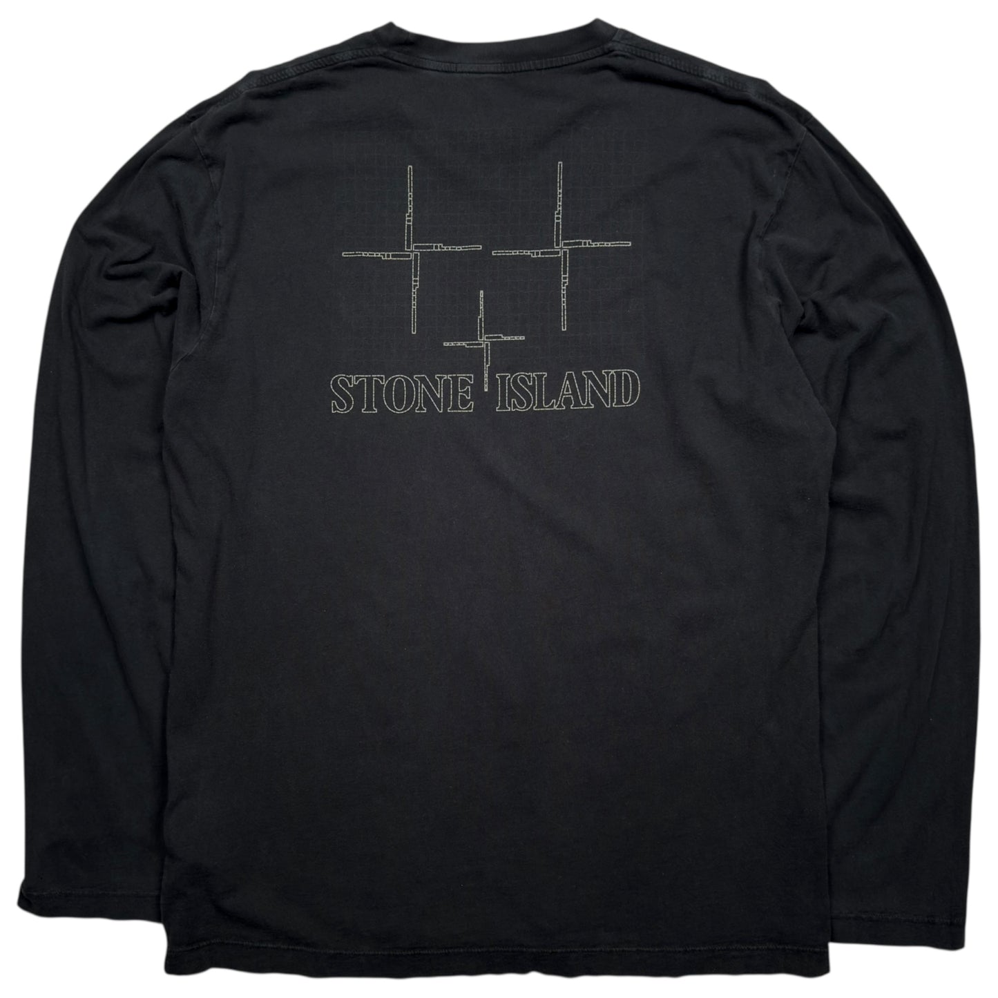 A/W 16 Stone Island Check Grid Print Long Sleeve T-Shirt