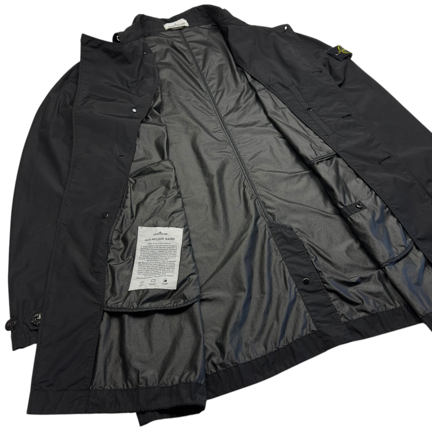 S/S 21 Stone Island Naslan Light Watro Trench Coat - Black