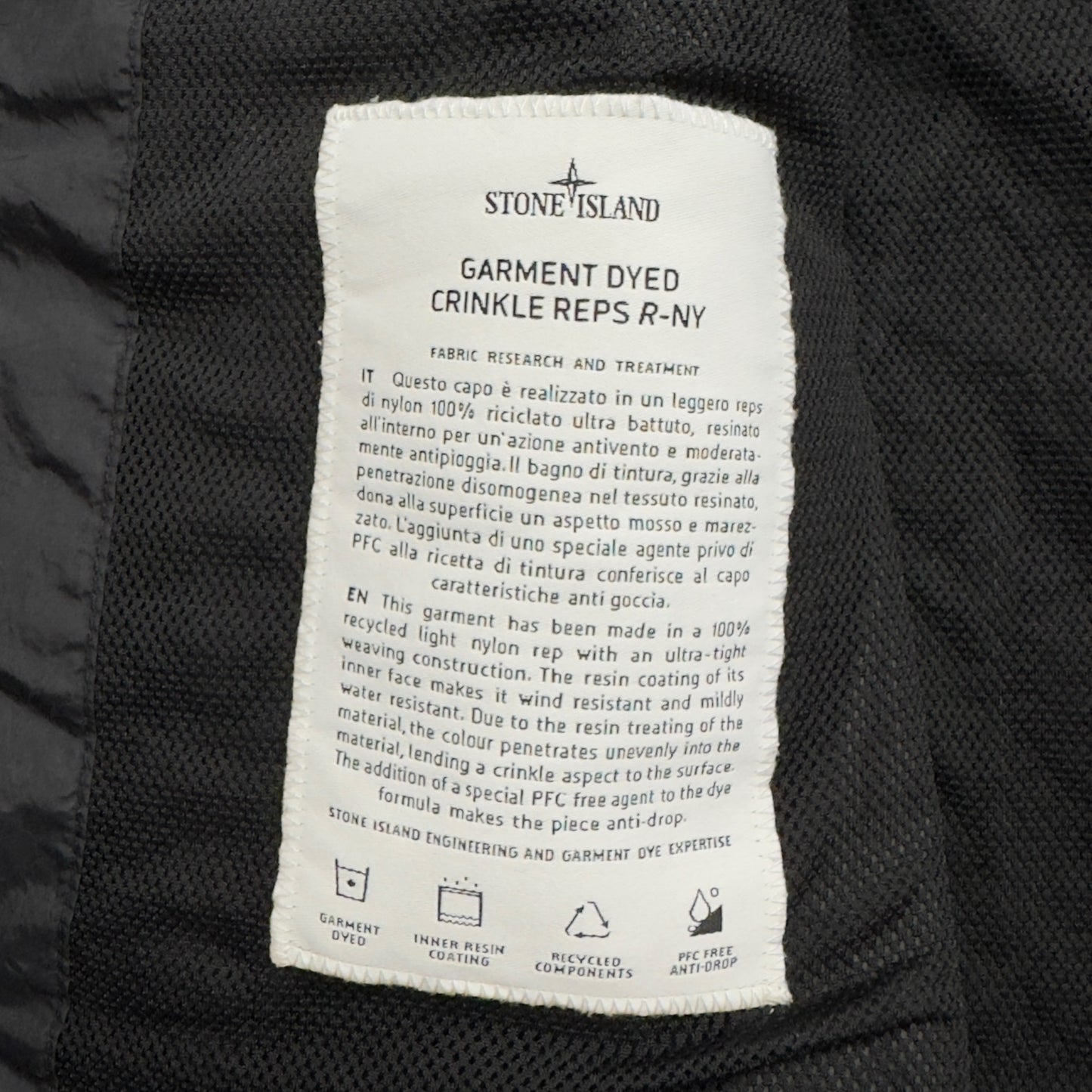 S/S 24 Stone Island Crinkle Reps R-NY Jacket - Black