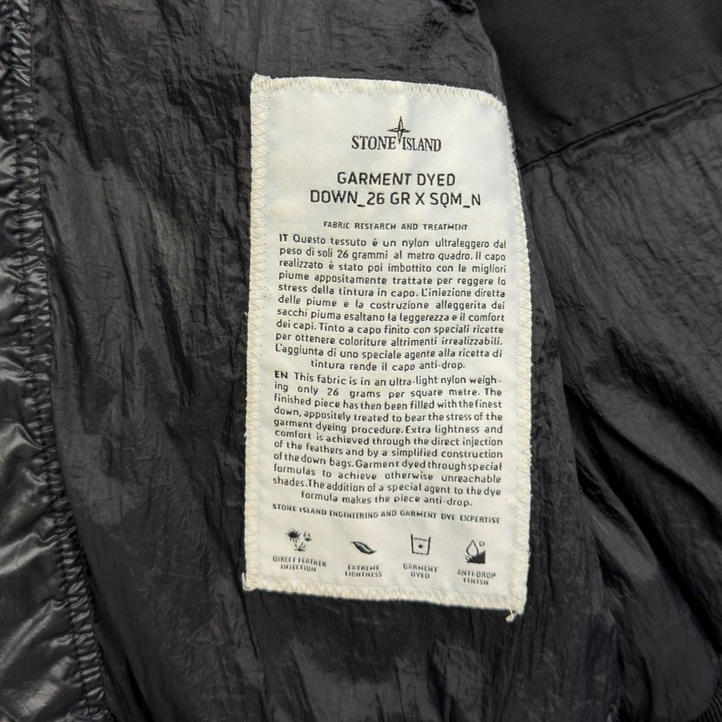 A/W 13 Stone Island Garment Dyed Down_26 GR X SQM_N Hoodless Puffer Jacket
