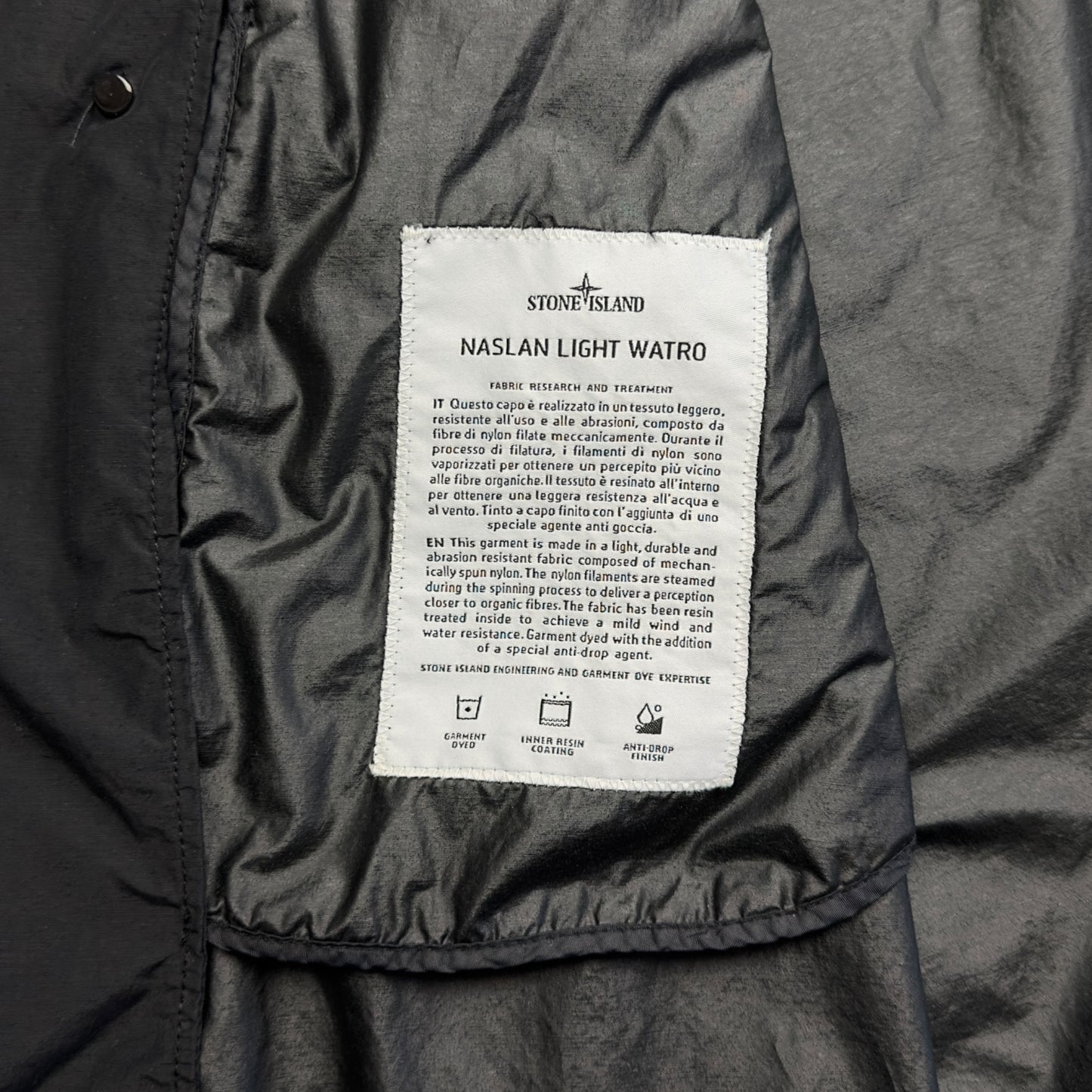 S/S 21 Stone Island Naslan Light Watro Trench Coat - Black