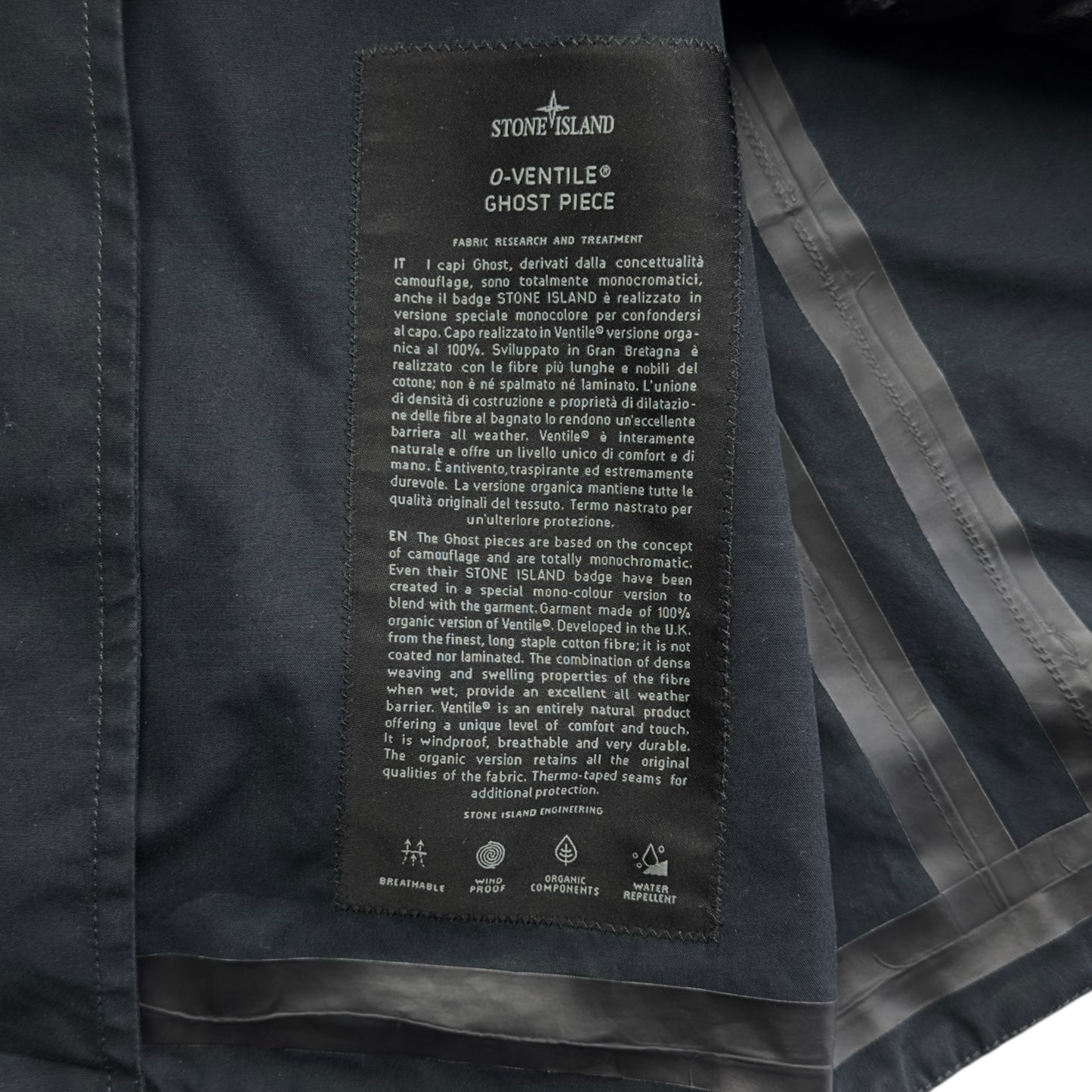 A/W 22 Stone Island O-Ventile Ghost Dutch Rope Down Jacket