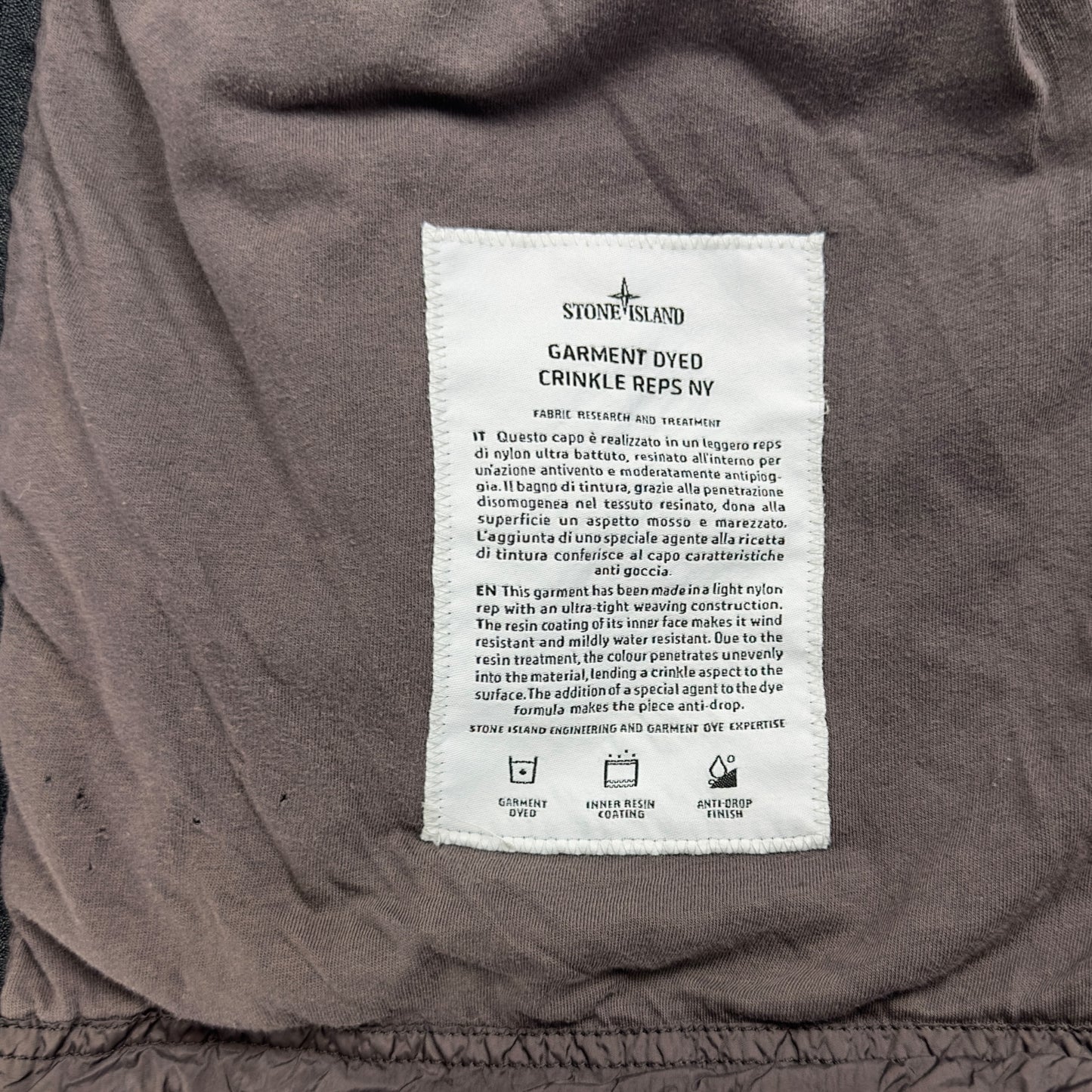 S/S 19 Stone Island Crinkle Reps NY Jacket - Brown