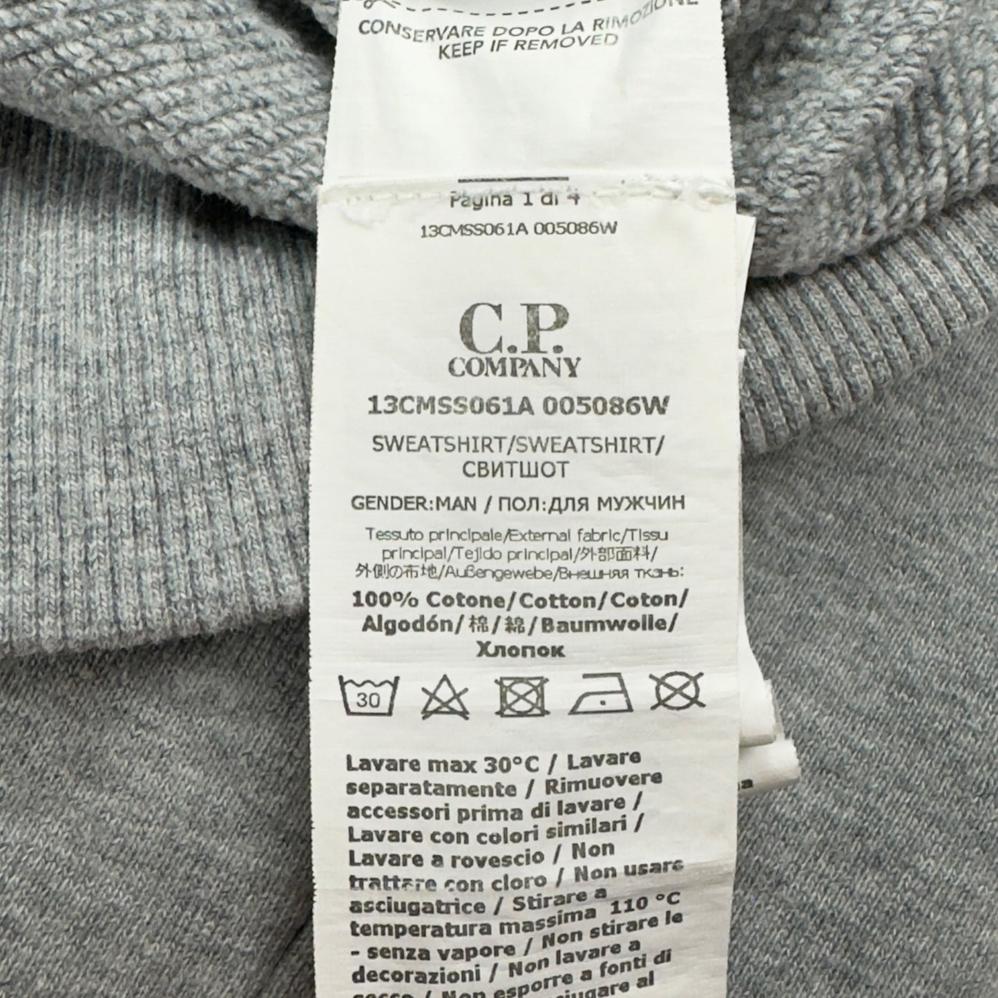 C.P. Company Full Zip Sweater - Grey
