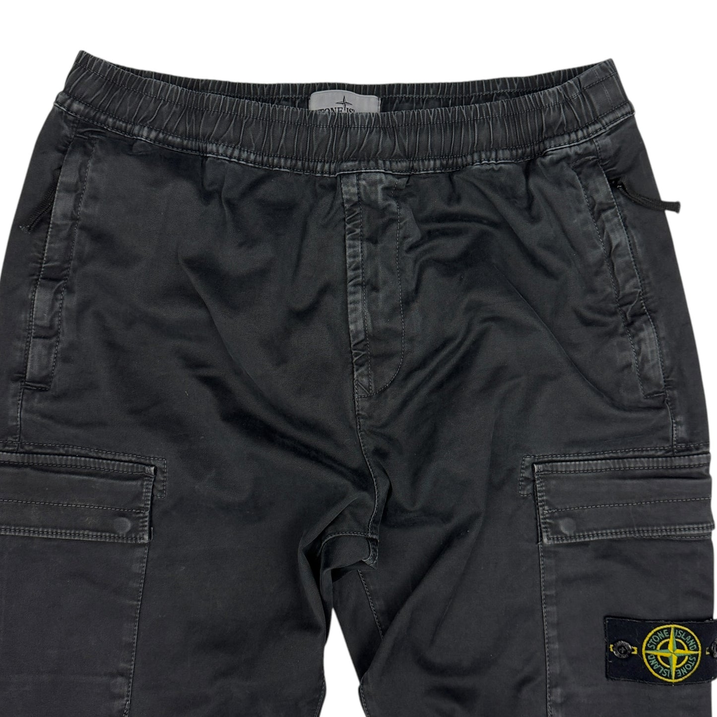 A/W 22 Stone Island Old Effect Cotton Cargo Trousers 32 RE-T - Black
