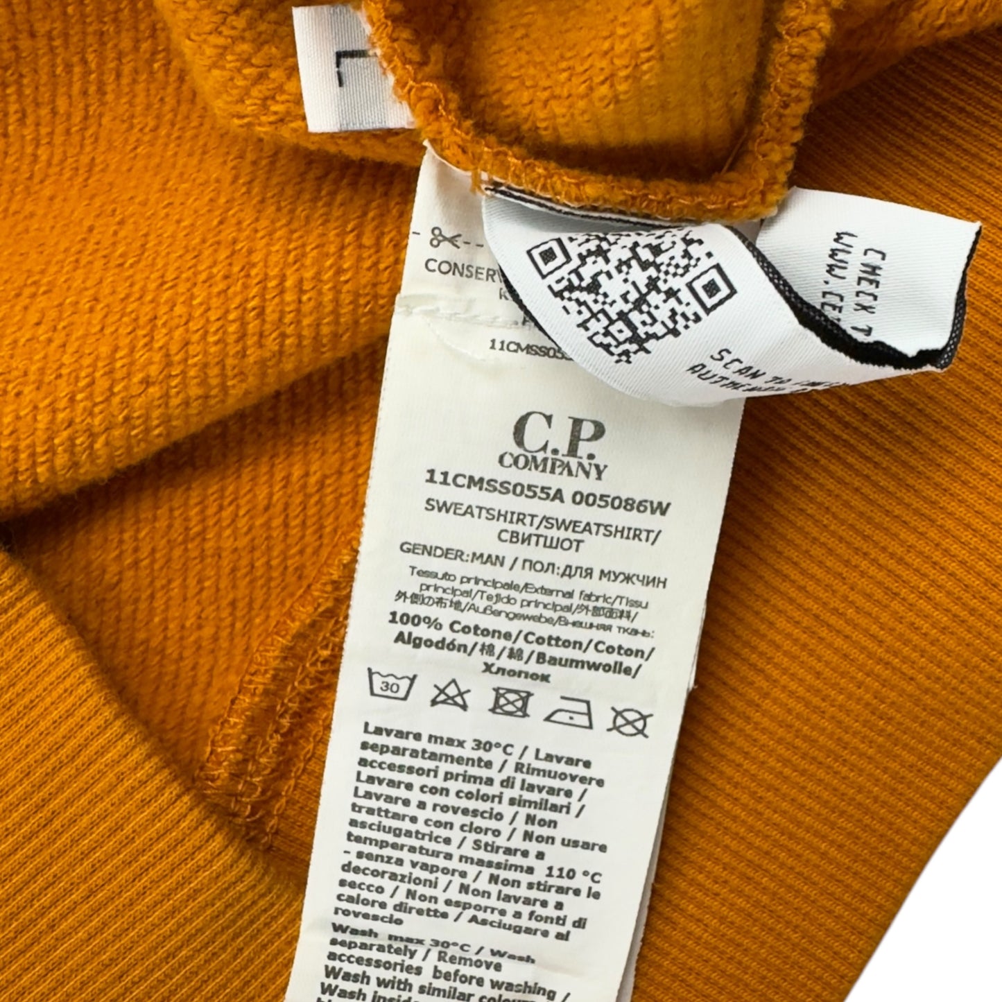C.P. Company Diagonal Raised Fleece Crewneck Sweater - Orange