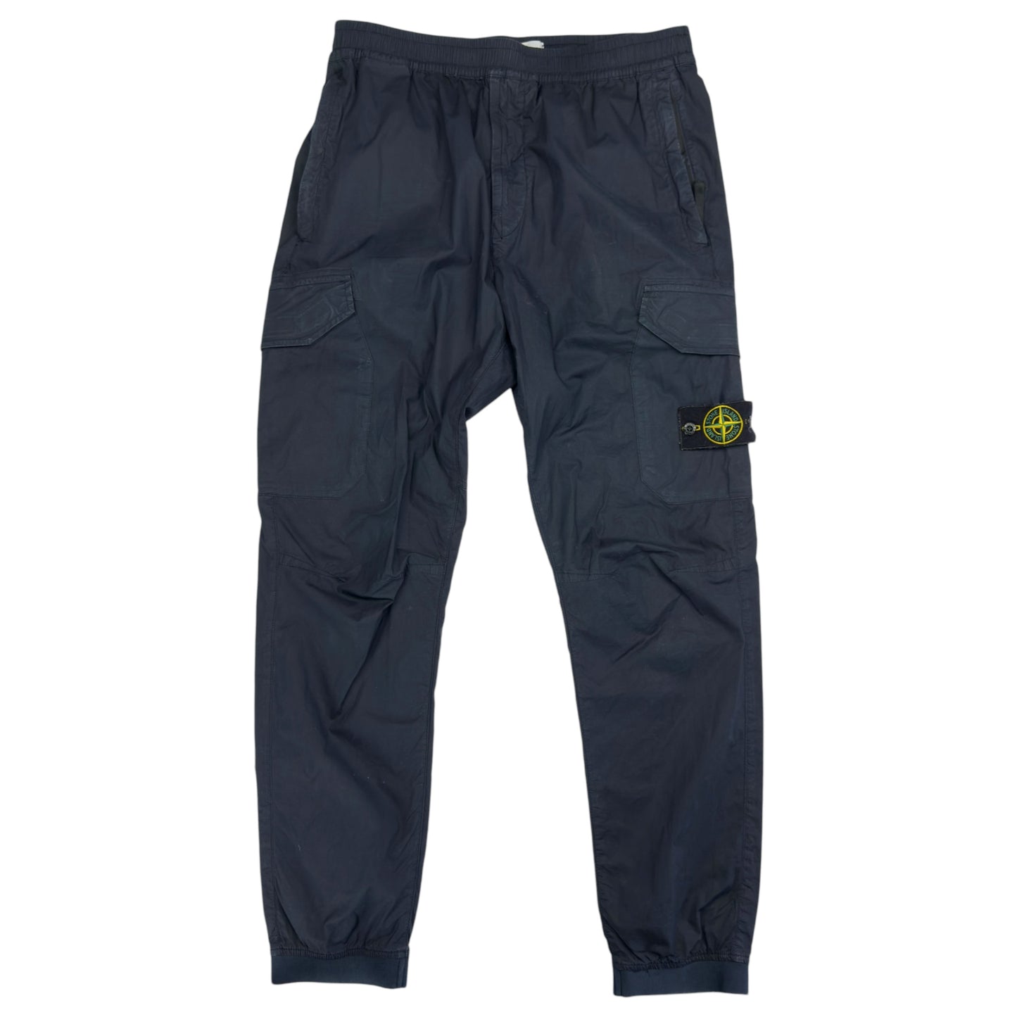 S/S 20 Stone Island Stretch Cotton Cuffed Cargo Trousers - Navy