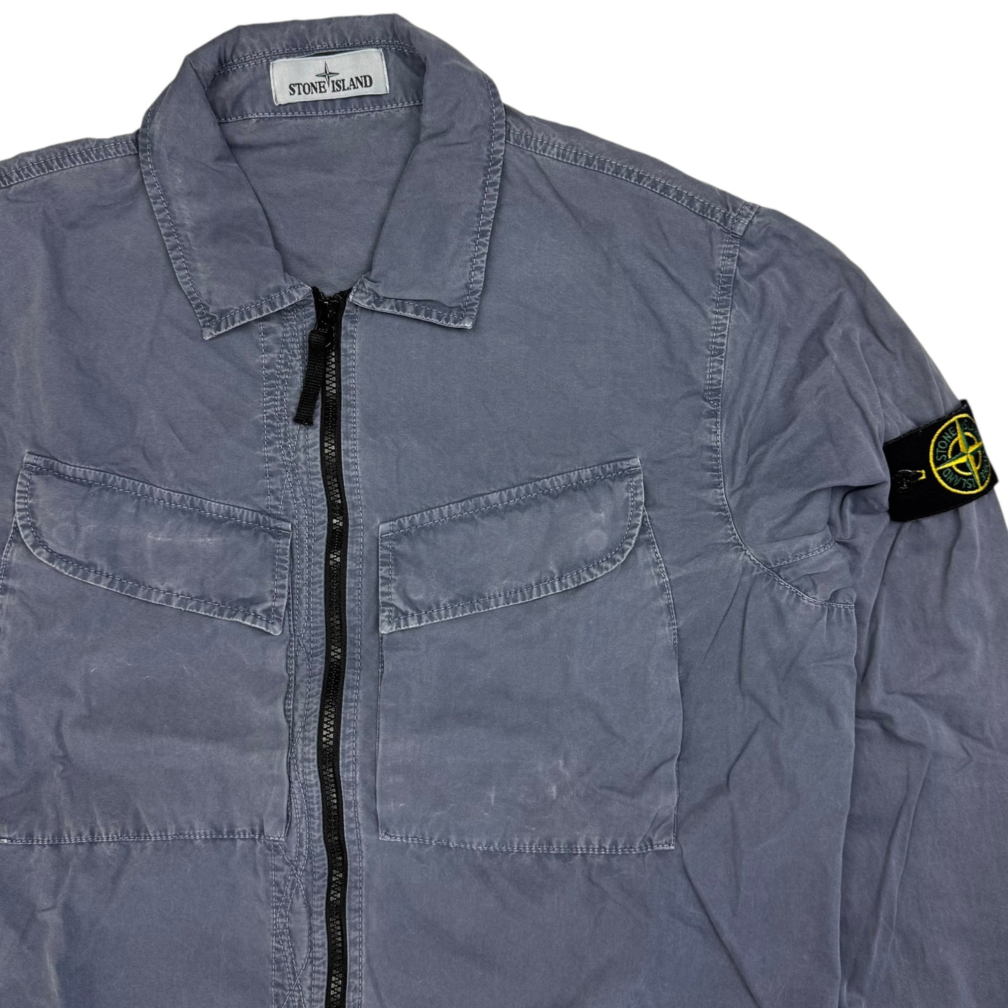 A/W 22 Stone Island Brushed Cotton Overshirt - Grey/Blue