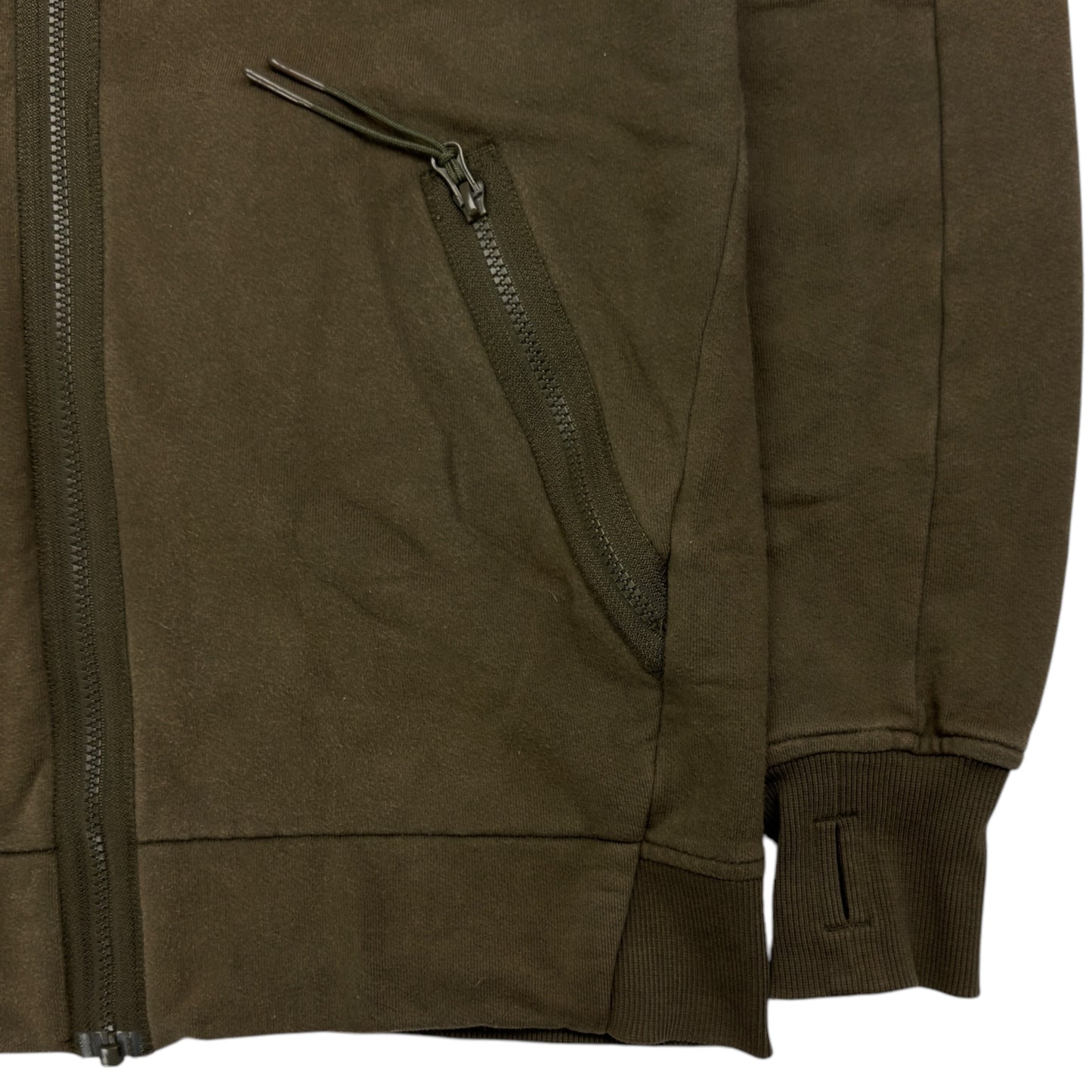 C.P. Company Diagonal Raised Fleece Goggle Full Zip - Khaki