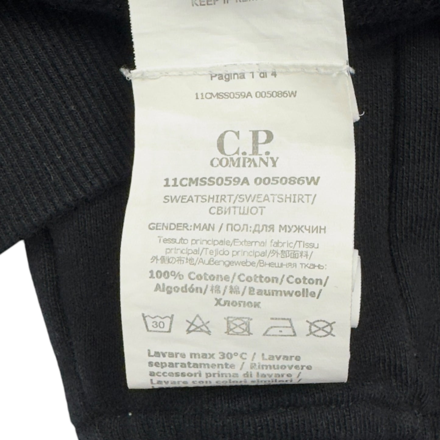 C.P. Company Quarter Zip Sweater - Black