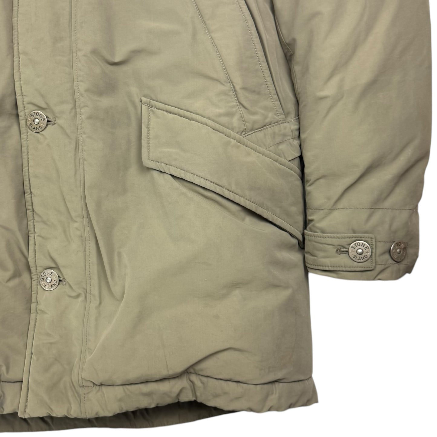 A/W 18 Stone Island Micro Reps Down Fur Hood Puffer Parka Jacket - Khaki