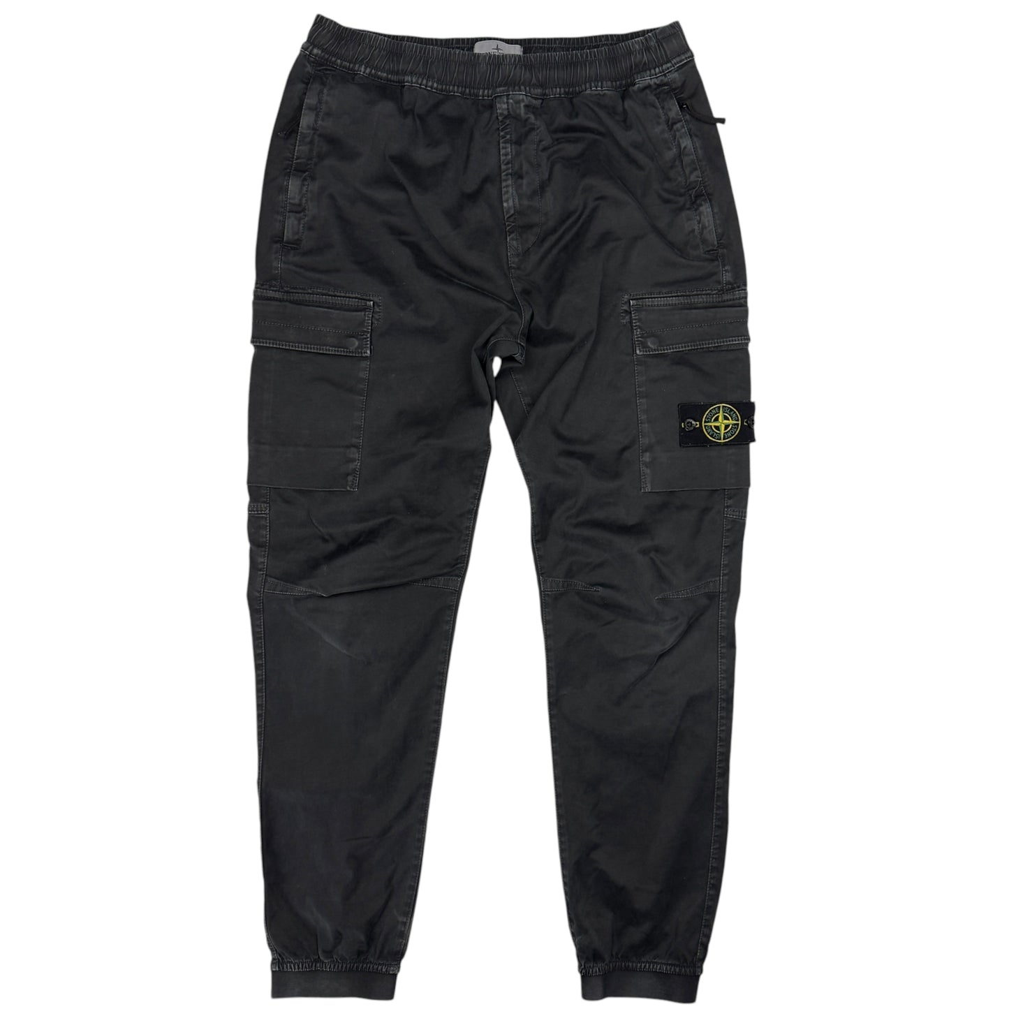 A/W 22 Stone Island Old Effect Cotton Cargo Trousers 32 RE-T - Black