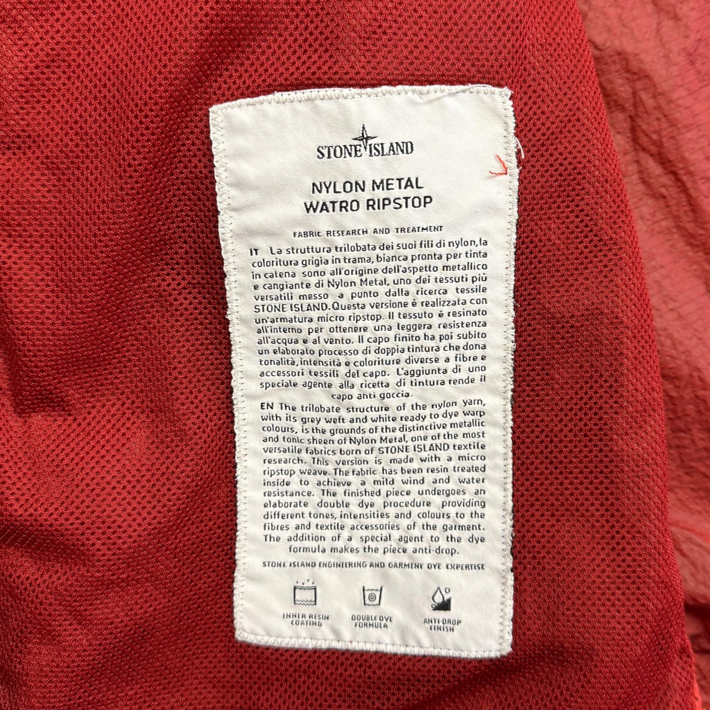 S/S 19 Stone Island Nylon Metal Watro Ripstop Windbreaker Jacket - Red