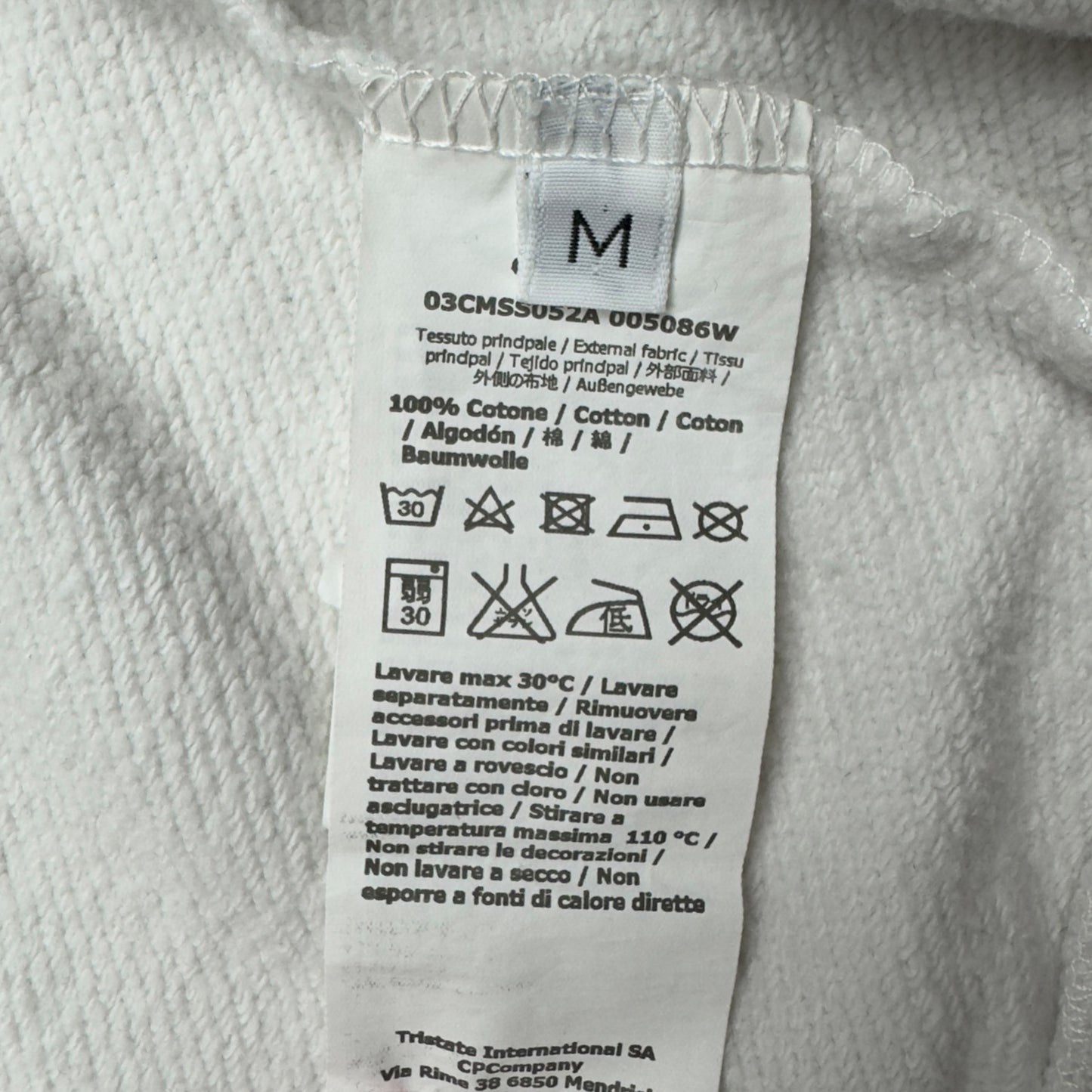 C.P. Company Diagonal Raised Fleece Goggle Full Zip - White