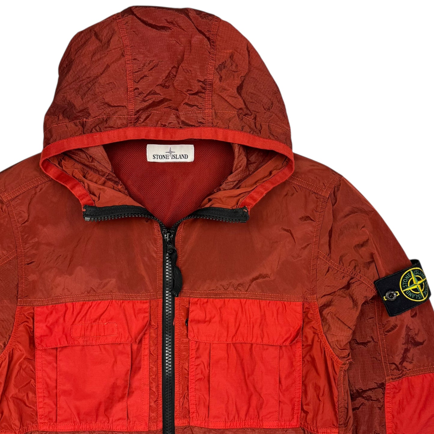 S/S 19 Stone Island Nylon Metal Watro Ripstop Windbreaker Jacket - Red