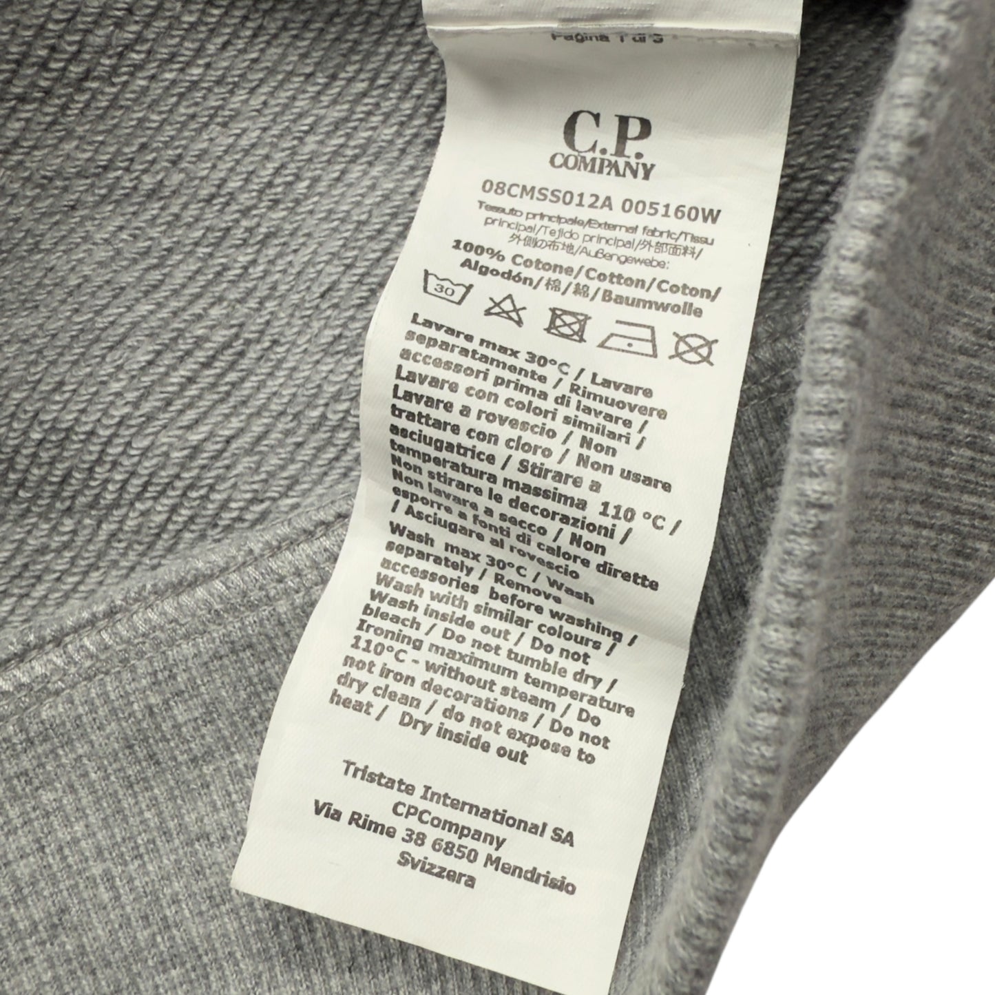 C.P. Company Diagonal Raised Fleece Goggle Full Zip - Grey