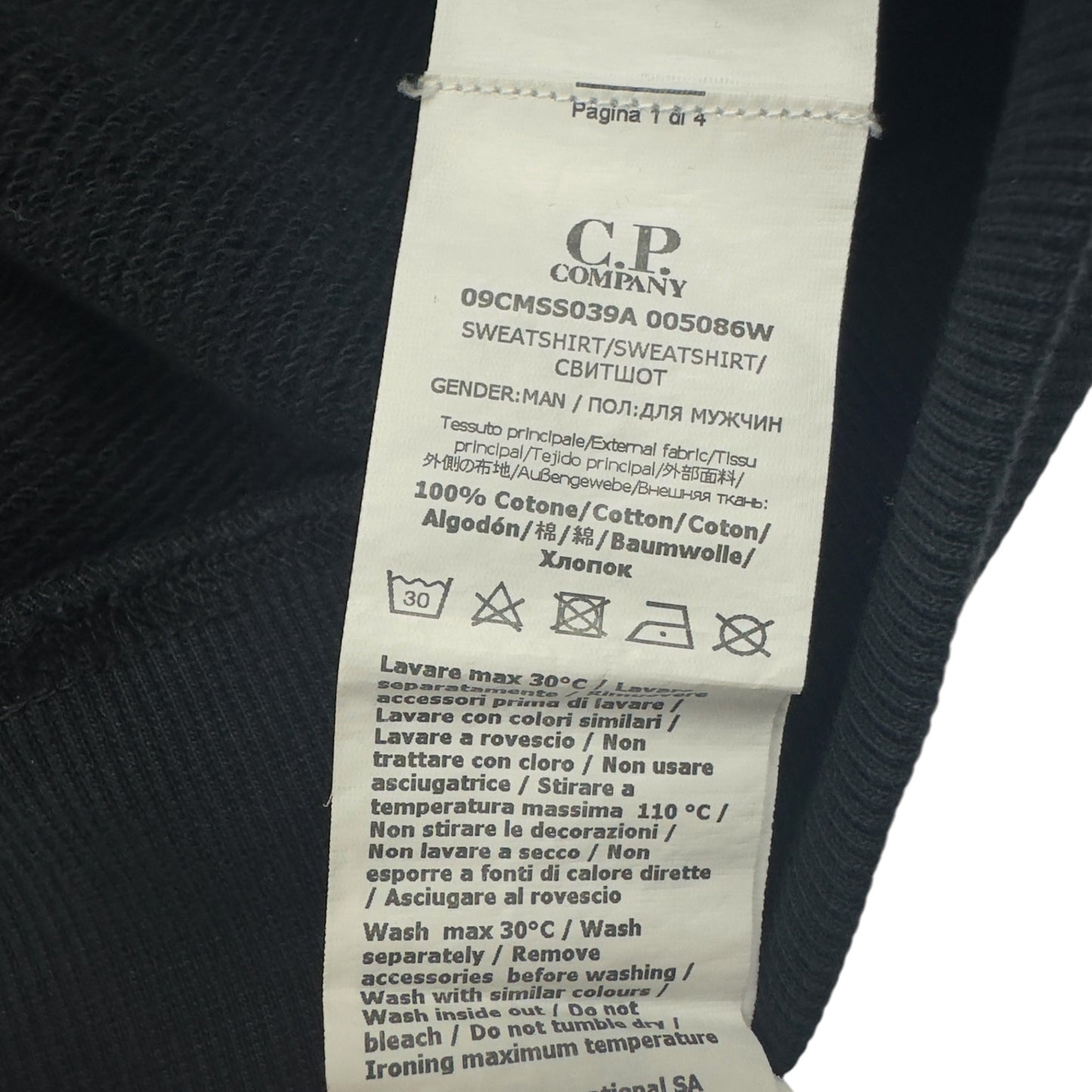 C.P. Company Diagonal Raised Fleece Crewneck Sweater - Black