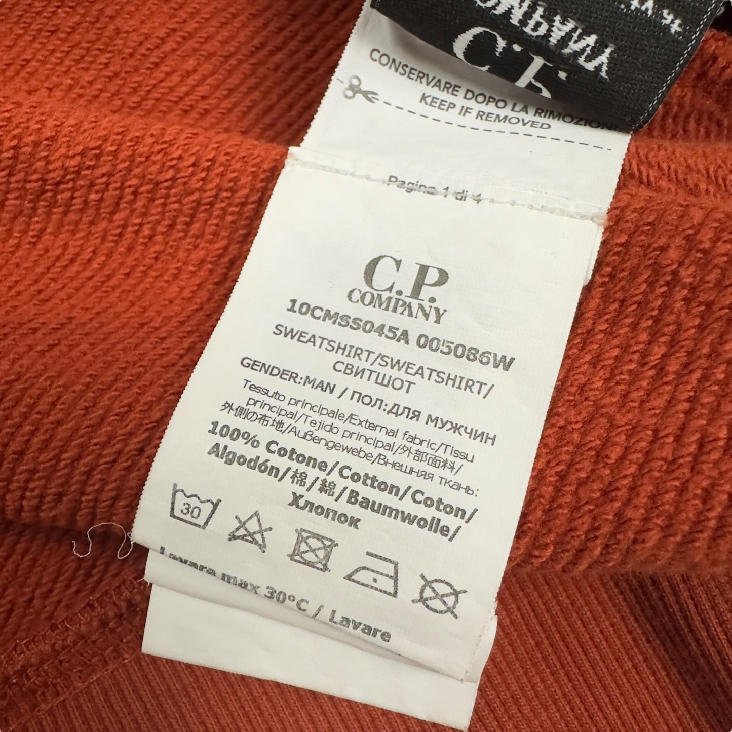 C.P. Company Lens Crewneck Sweater - Orange