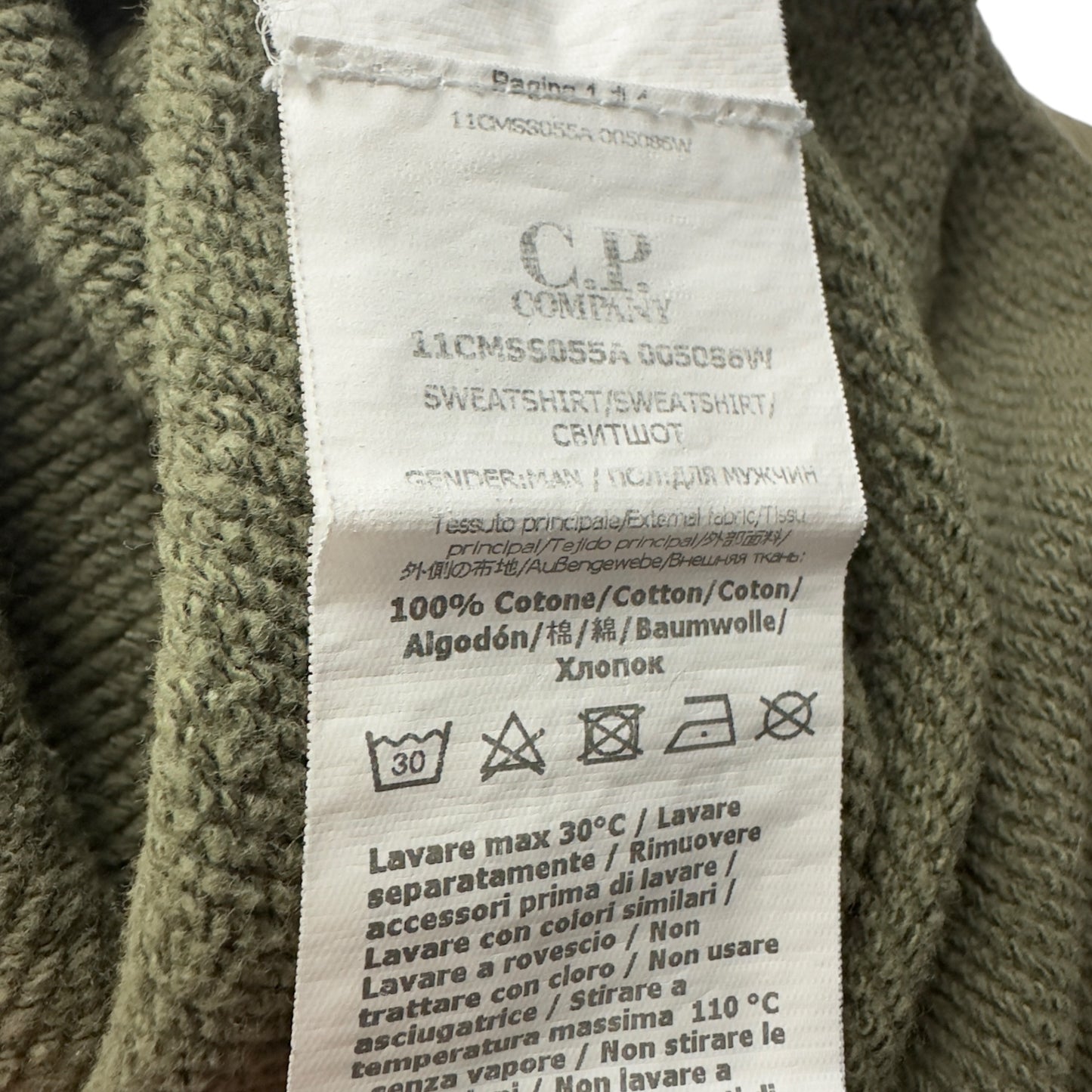 C.P. Company Diagonal Raised Fleece Crewneck Sweater - Khaki