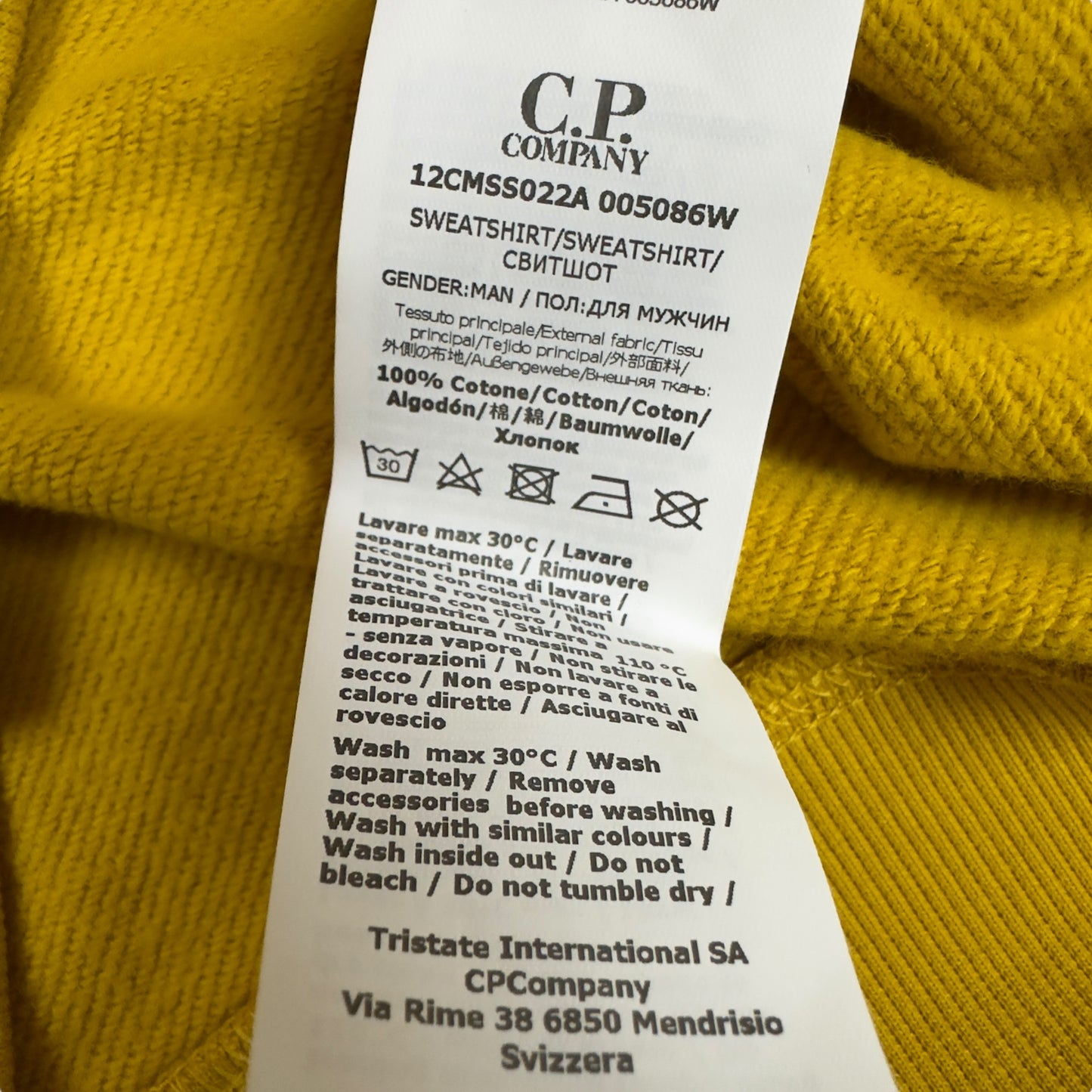 C.P. Company Diagonal Raised Fleece Crewneck Sweater - Yellow
