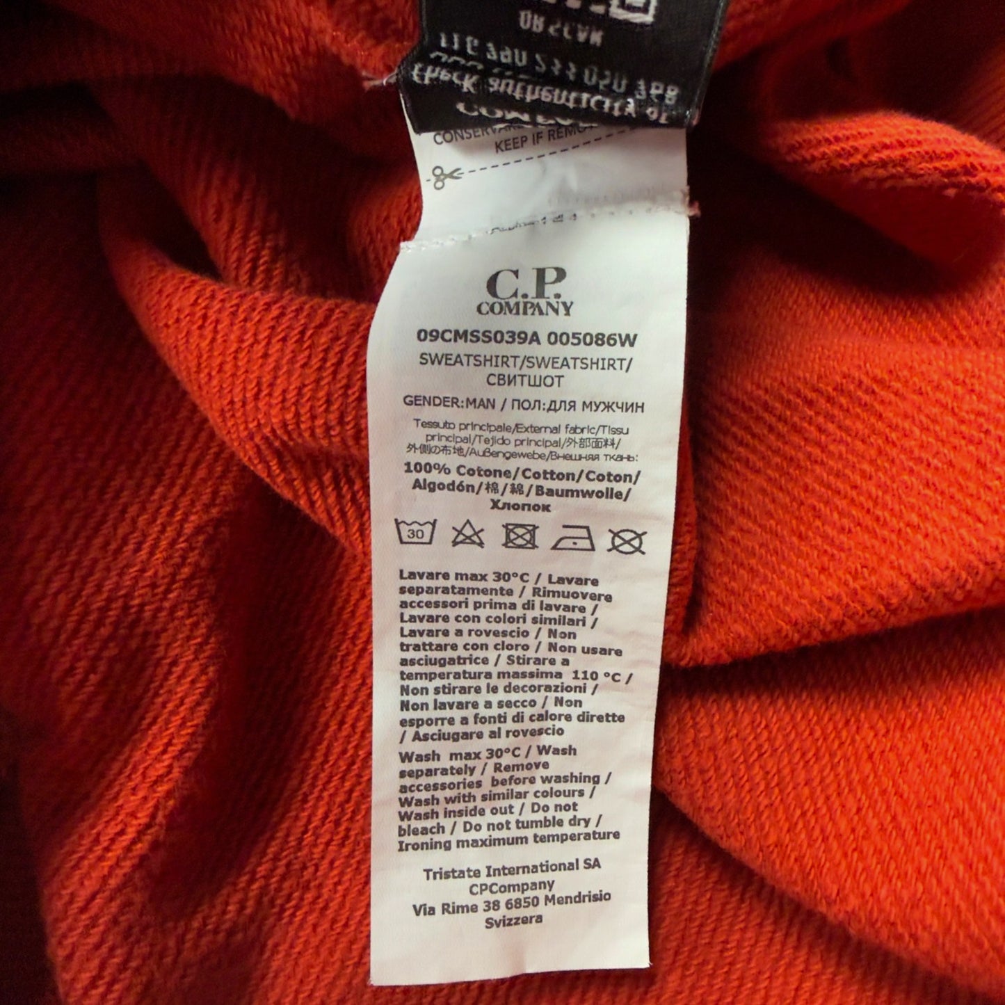C.P. Company Diagonal Raised Fleece Crewneck Sweater - Orange