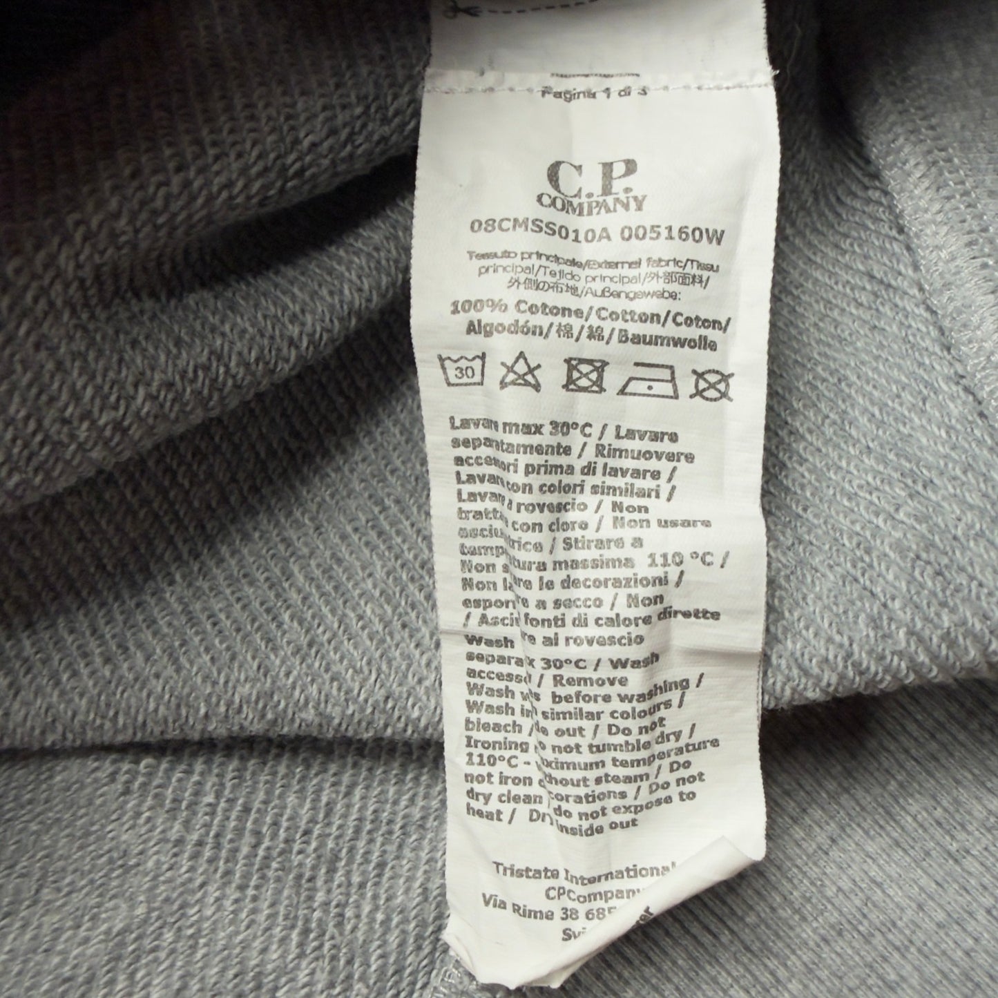 C.P. Company Diagonal Raised Fleece Quarter Zip Sweater - Grey