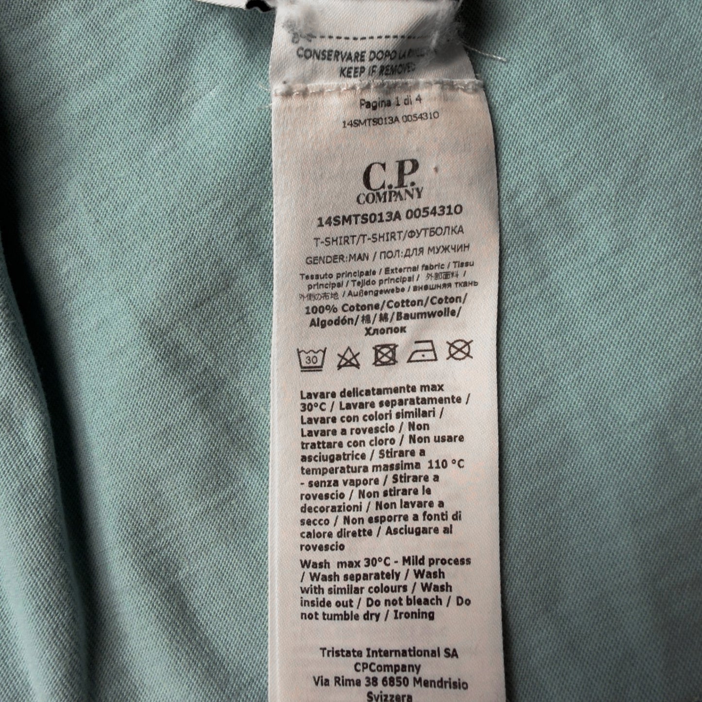 C.P. Company x Palace 'C.P. Palace' Graphic Print T-Shirt - Light Aqua Blue