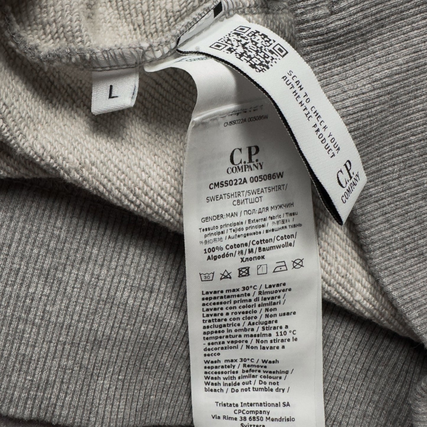 C.P. Company Diagonal Raised Fleece Crewneck Sweater - Grey