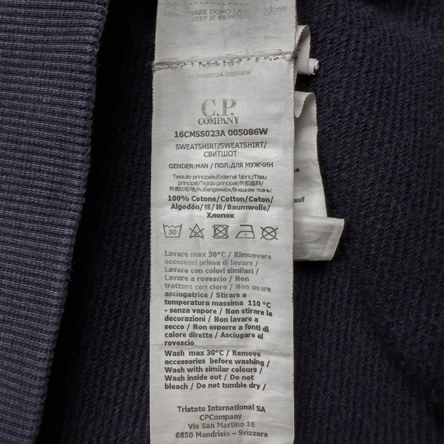 C.P. Company Diagonal Fleece Lens Hoodie - Navy