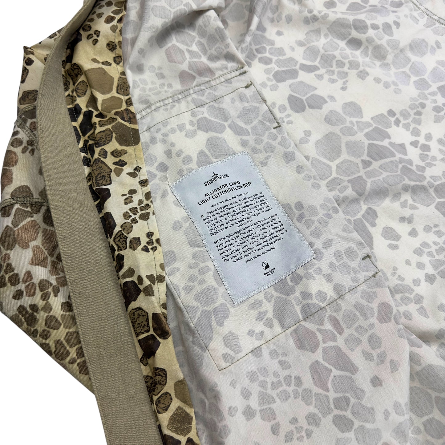 S/S 18 Stone Island Alligator Camo Light Cotton / Nylon Rep Parka