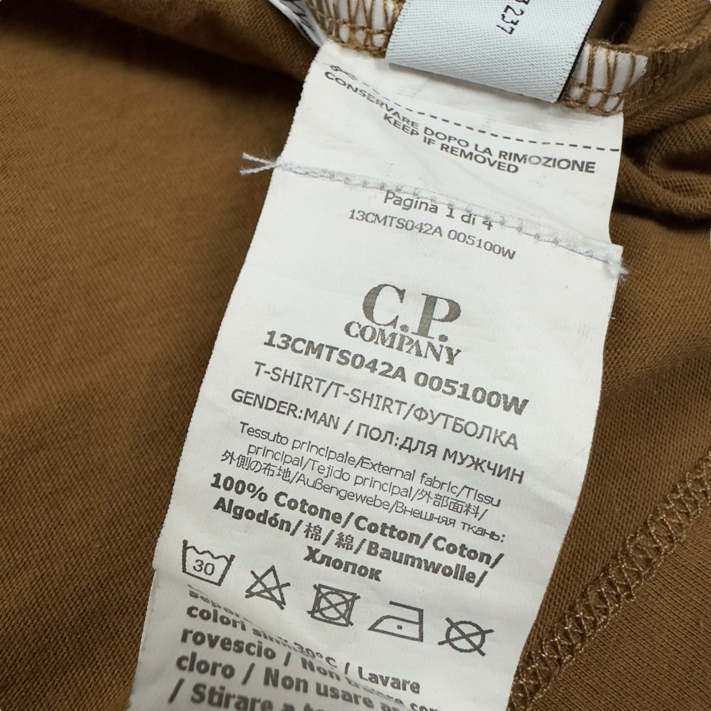 C.P. Company Big Stitch Logo T-Shirt - Brown