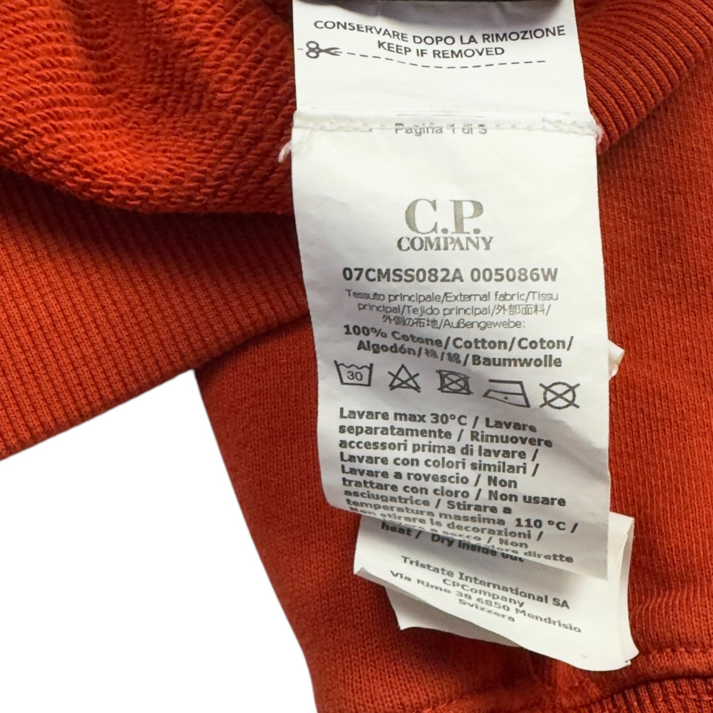 C.P. Company Diagonal Raised Fleece Crewneck Sweater - Orange