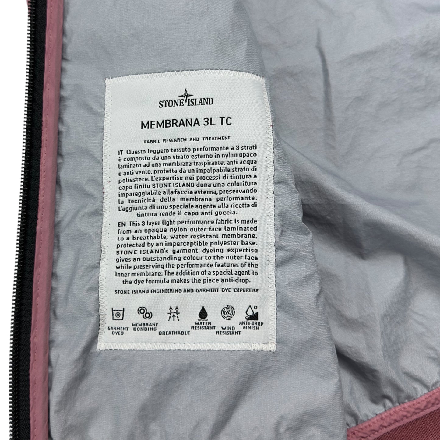 S/S 20 Stone Island Membrana 3L TC Twin Zip Jacket - Pink