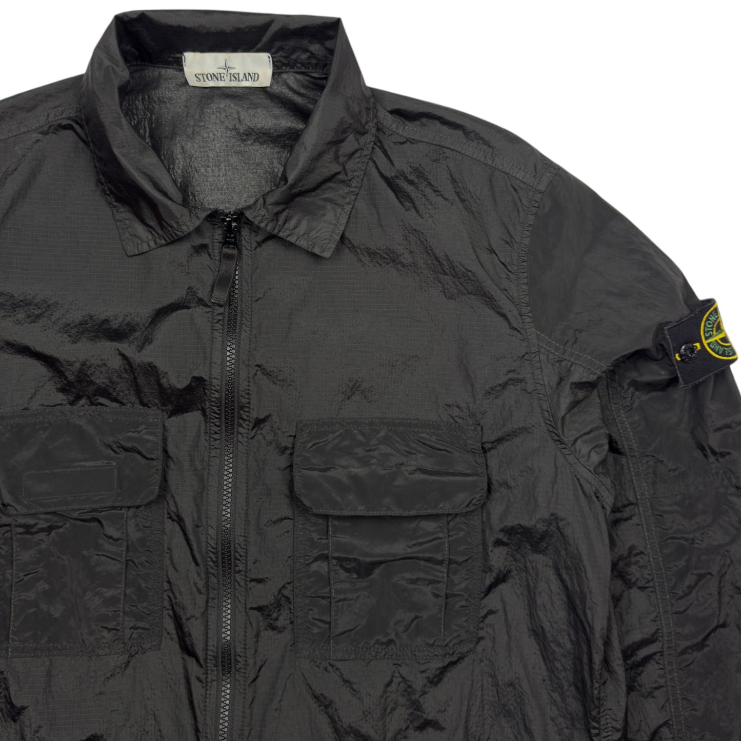 S/S 19 Stone Island Nylon Metal Ripstop Overshirt - Black