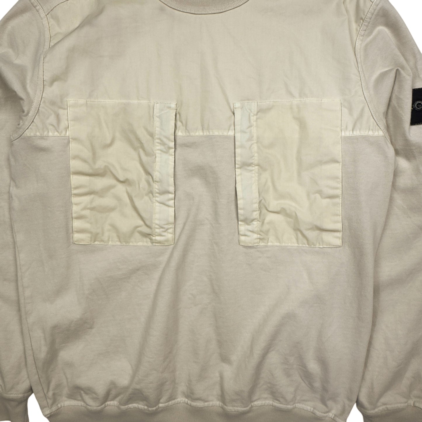 S/S 20 Stone Island Mussola Gommata Crewneck Pocket Sweater - Beige