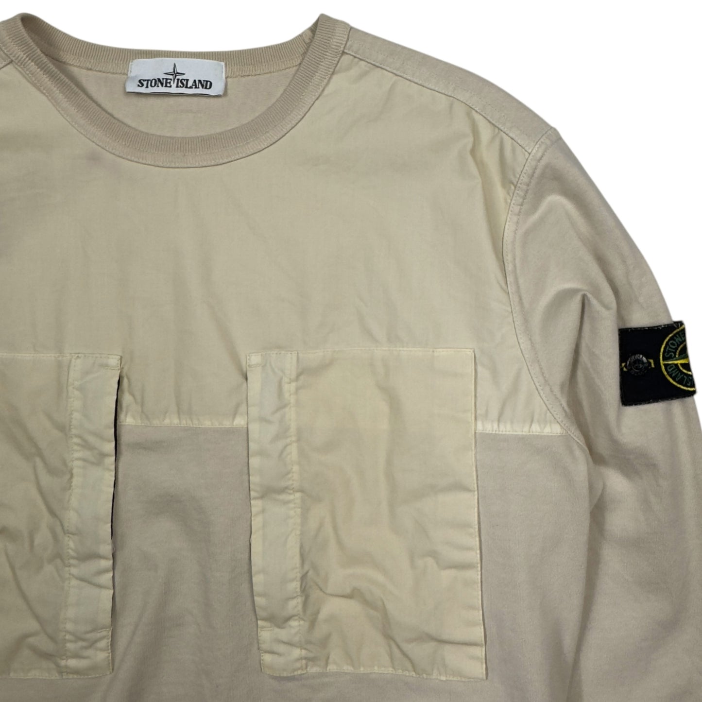 S/S 20 Stone Island Mussola Gommata Crewneck Pocket Sweater - Beige