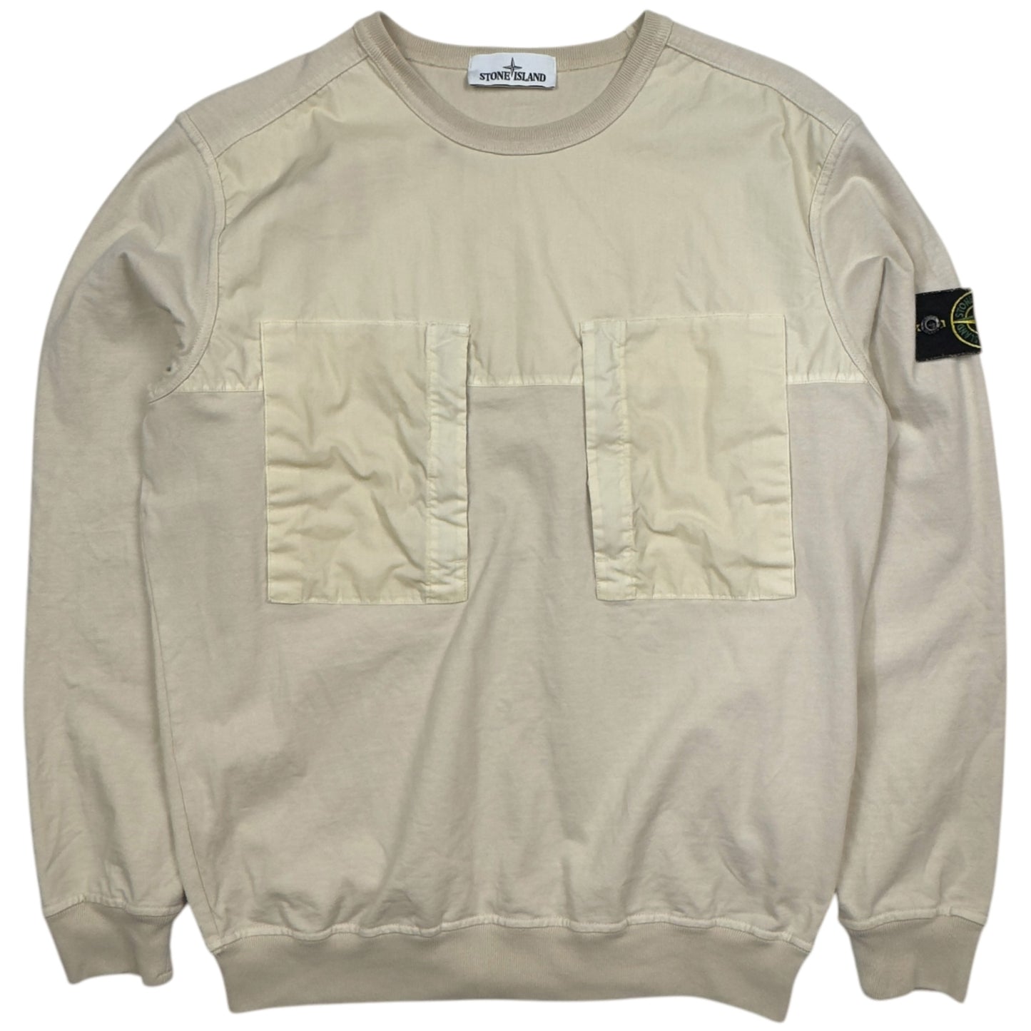S/S 20 Stone Island Mussola Gommata Crewneck Pocket Sweater - Beige