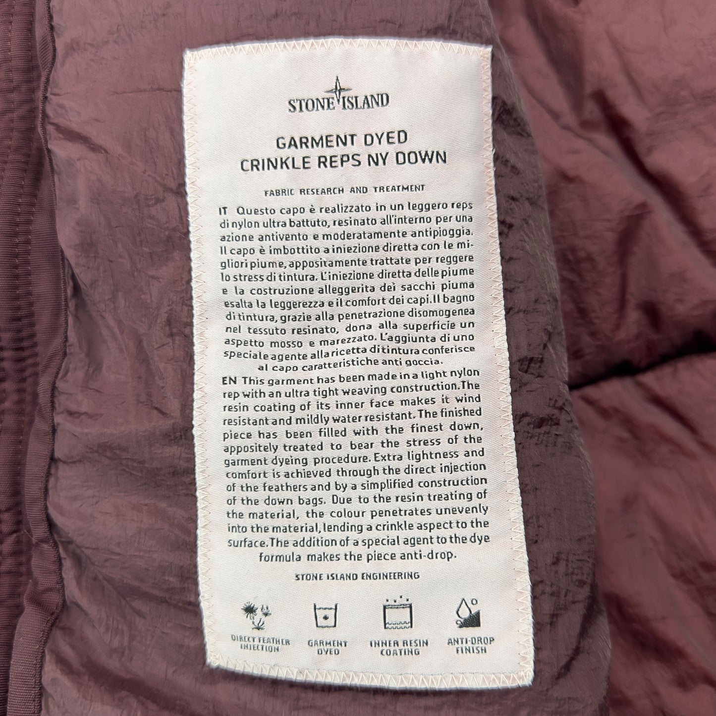 A/W 17 Stone Island Crinkle Reps NY Down Puffer Jacket - Burgundy