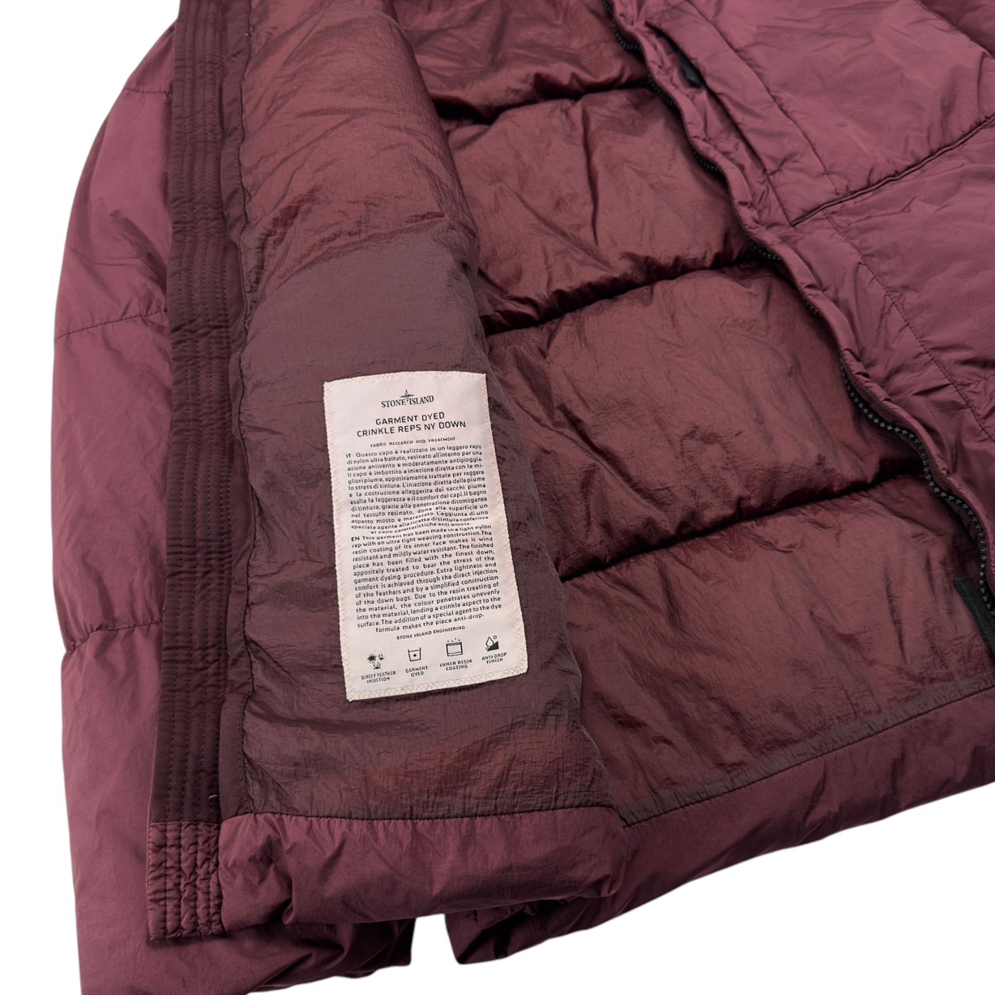 A/W 17 Stone Island Crinkle Reps NY Down Puffer Jacket - Burgundy