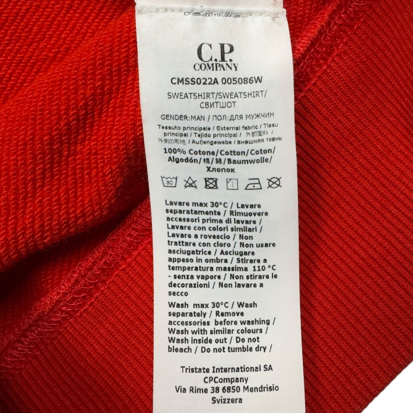 C.P. Company Diagonal Raised Fleece Crewneck Sweater - Red